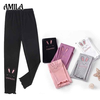 AMILA Quần Legging Dài Mỏng Nhẹ Dáng Ôm Có Tai Gỗ Cho Bé Gái