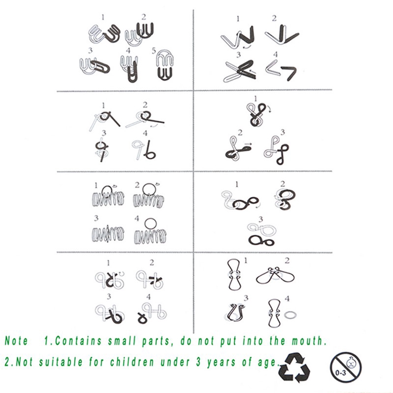 Bộ 8 Món Đồ Chơi Giải Đố Bằng Kim Loại