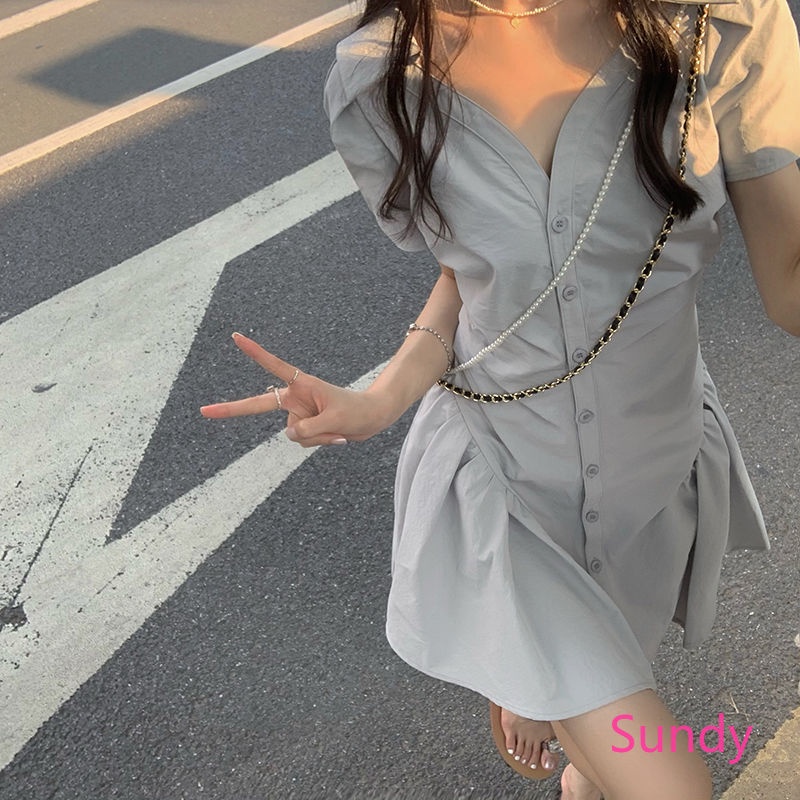 Plus Đầm Tay Ngắn Màu Hồng Phong Cách Hàn Quốc Cho Nữ Có Size Lớn