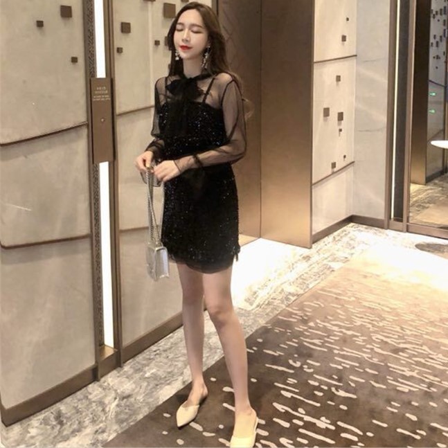 ĐẦM DRESS NỮ TAY LƯỚI ULZZANG | BigBuy360 - bigbuy360.vn