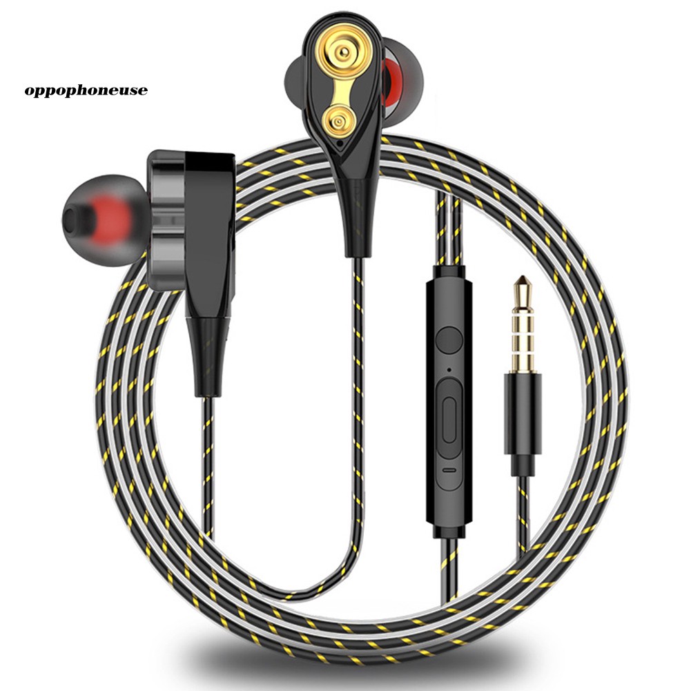 【OPHE】Dual Moving Coil 3.5mm Wired In-Ear Earphone Heavy Bass Stereo Earbuds with Mic