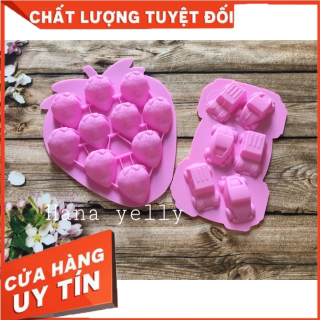 Khuôn thạch rau câu silicon 4D Quả dâu tây Mã DQ1H8D