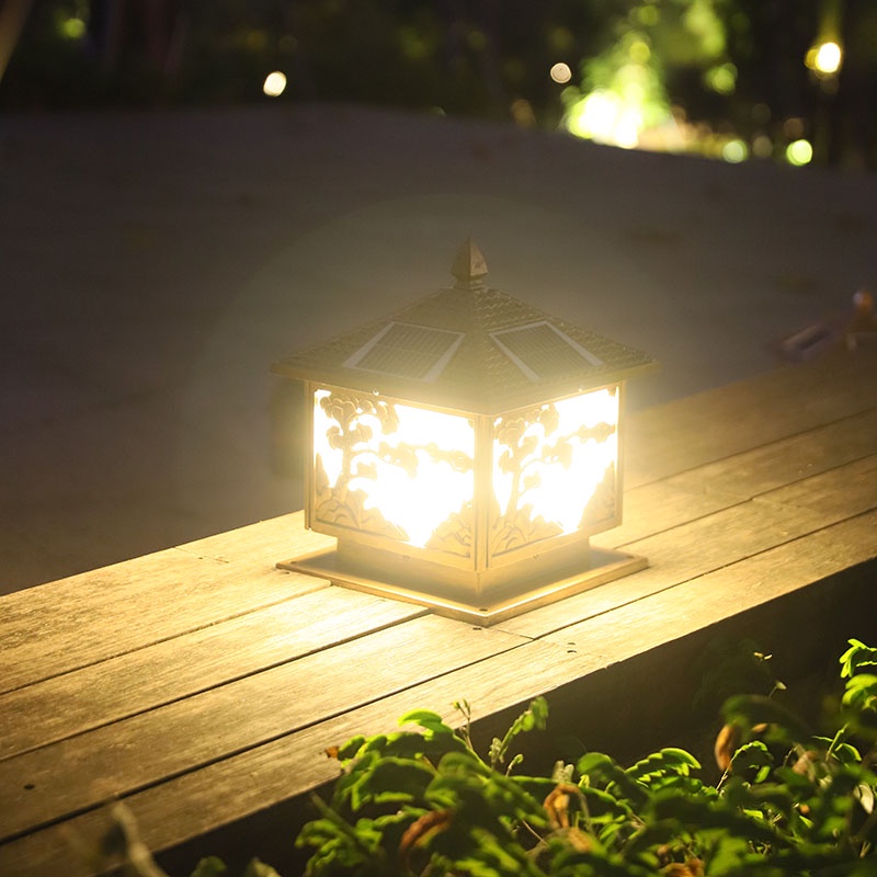 size 300mm đèn năng lượng mặt trời sân vườn đèn trang trí trụ cổng 4 chế độ màu có điều khiển
