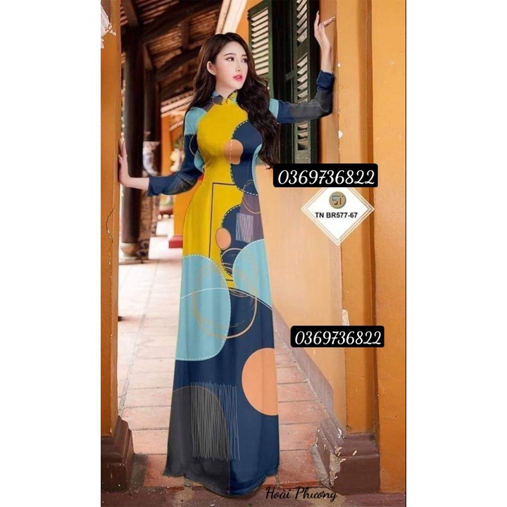 Áo dài in 3D vải lụa nhật, họa tiết sắc nét -Xưởng may áo dài