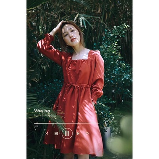 Chicka Chicka - Đầm Ruffle neckline dress - Carrot