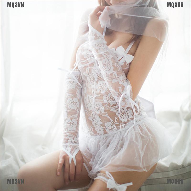 Đồ ngủ hóa trang cô dâu ren trắng gợi cảm