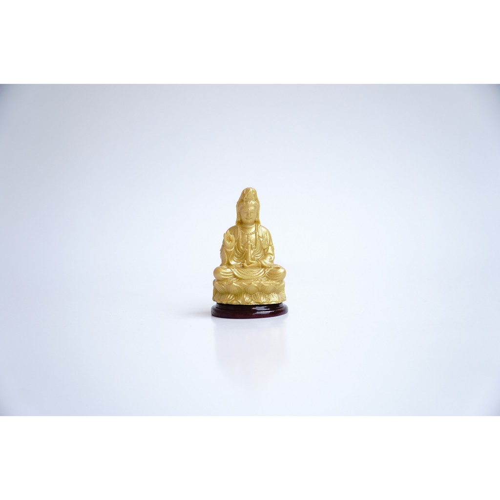 Tượng Phật Bà Quan Thế Âm Bồ Tát ngồi nhũ vàng đặt xe, bàn thờ - Cao 6cm | BigBuy360 - bigbuy360.vn