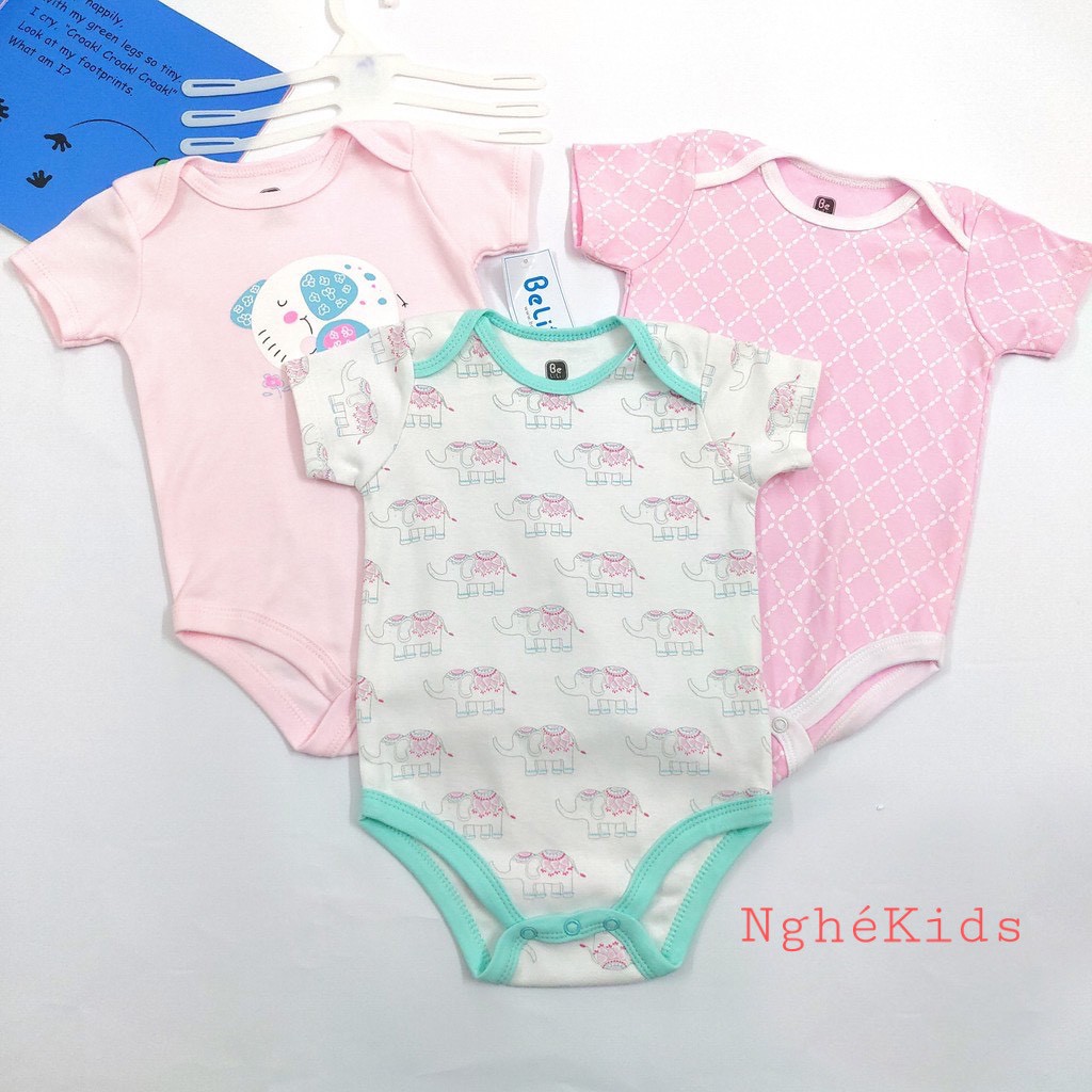 Bodysuit cho bé Set 3 bodysuit Bộ đồ liền thân sơ sinh Body bé trai Bodychip bé gái