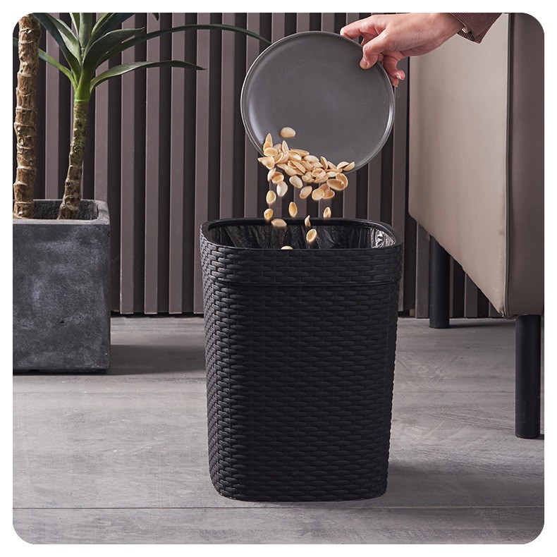 Sọc rác nhựa cao cấp, sọt rác đẹp để văn phong màu đen size 12L dùng đựng đồ bỏ đi - Pan smart home