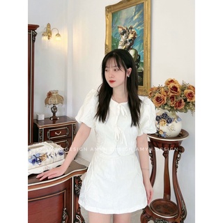 Sét Gấm hoa nổi cổ nơ