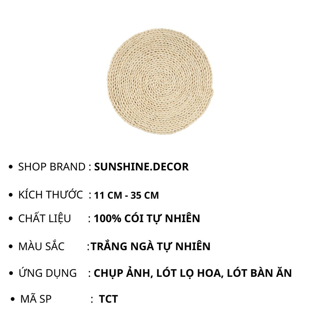 Thảm Cói Rơm Lót Bình Hoa Trang Trí Bàn Ăn Chụp Ảnh