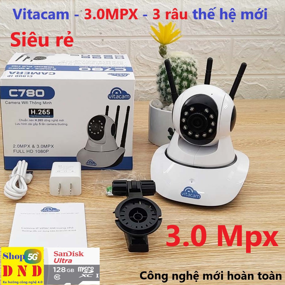 Camera Vitacam C780 3.0Mpx, 2.0Mpx 3 râu, góc rộng, chính hãng, thế hệ mới, rõ nét, giá cạnh tranh, công nghệ Mỹ