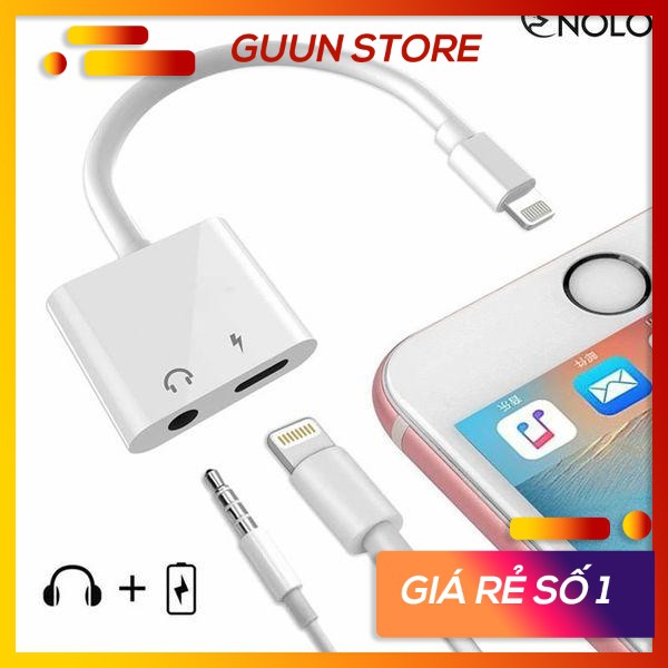 Jack chia cổng iPhone, giắc chuyển đổi vừa sạc Lightning vừa cắm tai nghe 3.5 cho iPhone – Guun Store JCD