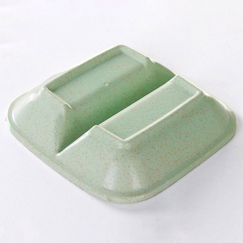 1 Pc Polychromatic Square Double Lattice Wheat Straw Snack Plate Seasoning Dish