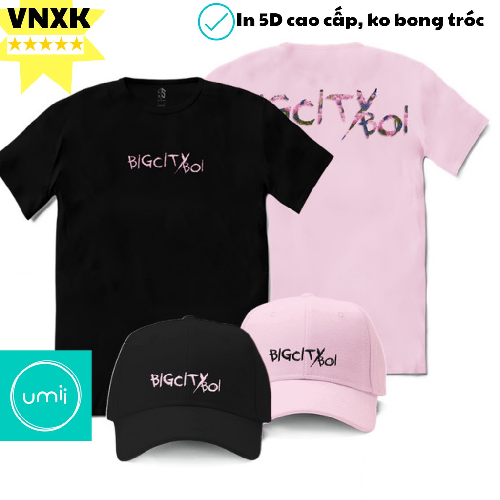 XẢ KHO VNXK ÁO BIGCITYBOI COTTON + MŨ THÊU TAY UNISEX, ÁO THUN ĐÔI NAM NỮ HOTTREND