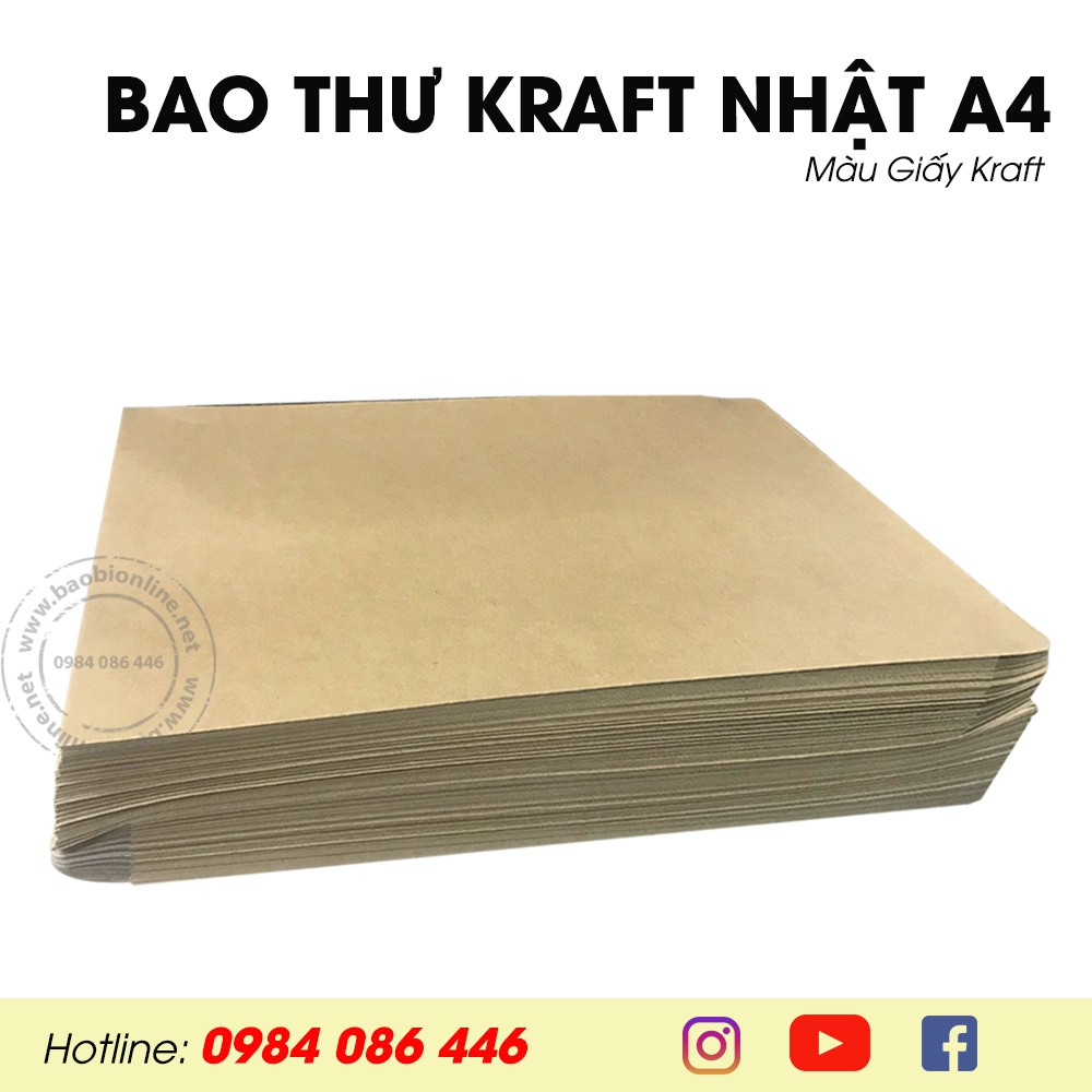 BAO THƯ GIẤY KRAFT NHẬT LÁN MỊN KHỔ A4 25 x 35 CM