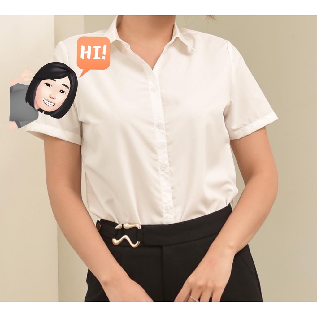[MÃ CHẠY SỐC ]  Áo sơ mi nữ trắng ngắn tay basic -áo sơ mi cộc tay công sở, dáng suông, hàng xuất khẩu Ảnh thật | BigBuy360 - bigbuy360.vn