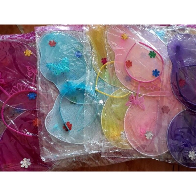 Cánh tiên cánh bướm trung thu 2 cánh phát sáng kèm bờm gậy