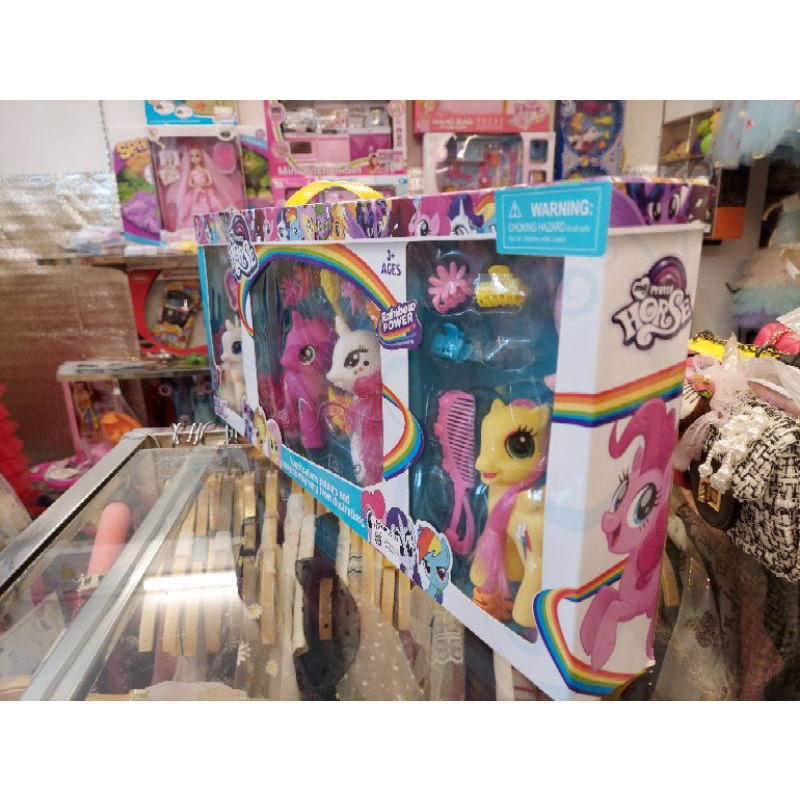 Hộp Đồ Chơi 4 Chú Ngựa Pony Kèm Kẹp Tóc