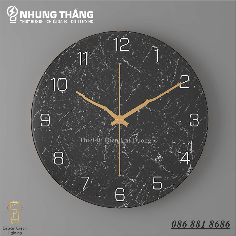 Đồng Hồ Treo Tường DH-90 - Đồng Hồ Kim Trôi - 6 Mẫu - Mặt Giả Vân Đá Cẩm Thạch Cao Cấp - Decor Căn Phòng Sang Trọng