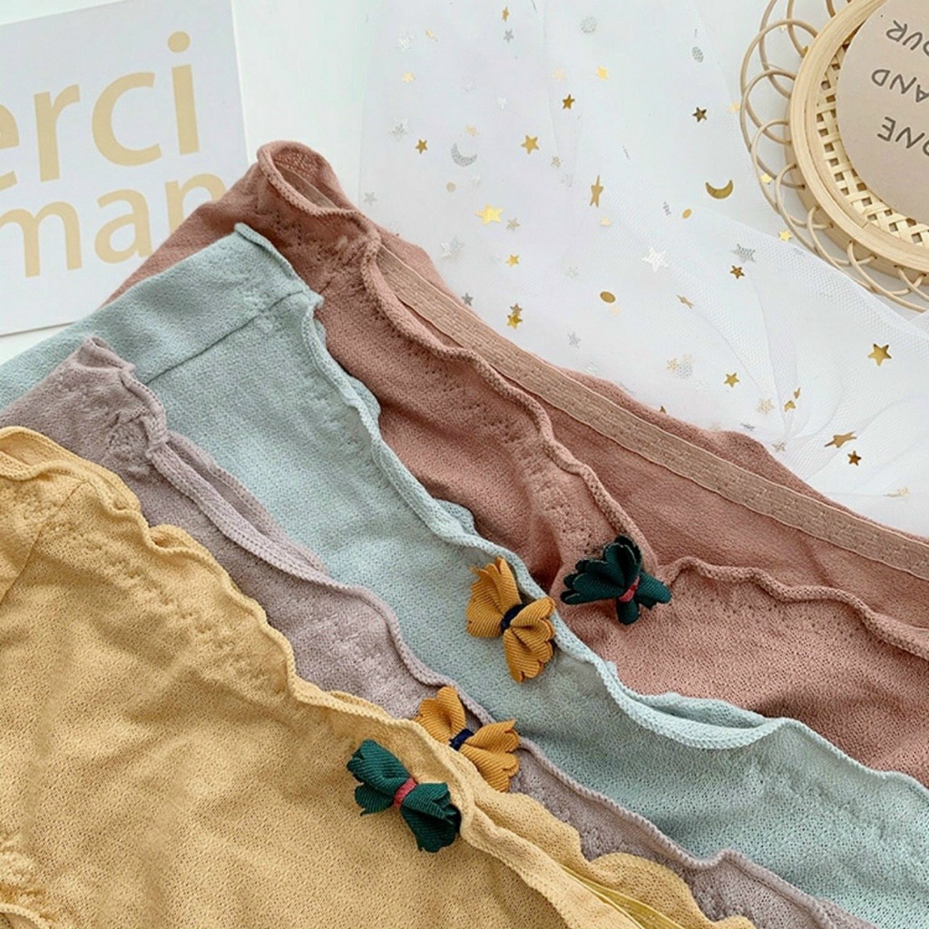 Quần lot nữ cotton xuất Nhật KIMCHIBIKINI quần chip nữ bông nơ thông hơi vải mềm loại đẹp QL174