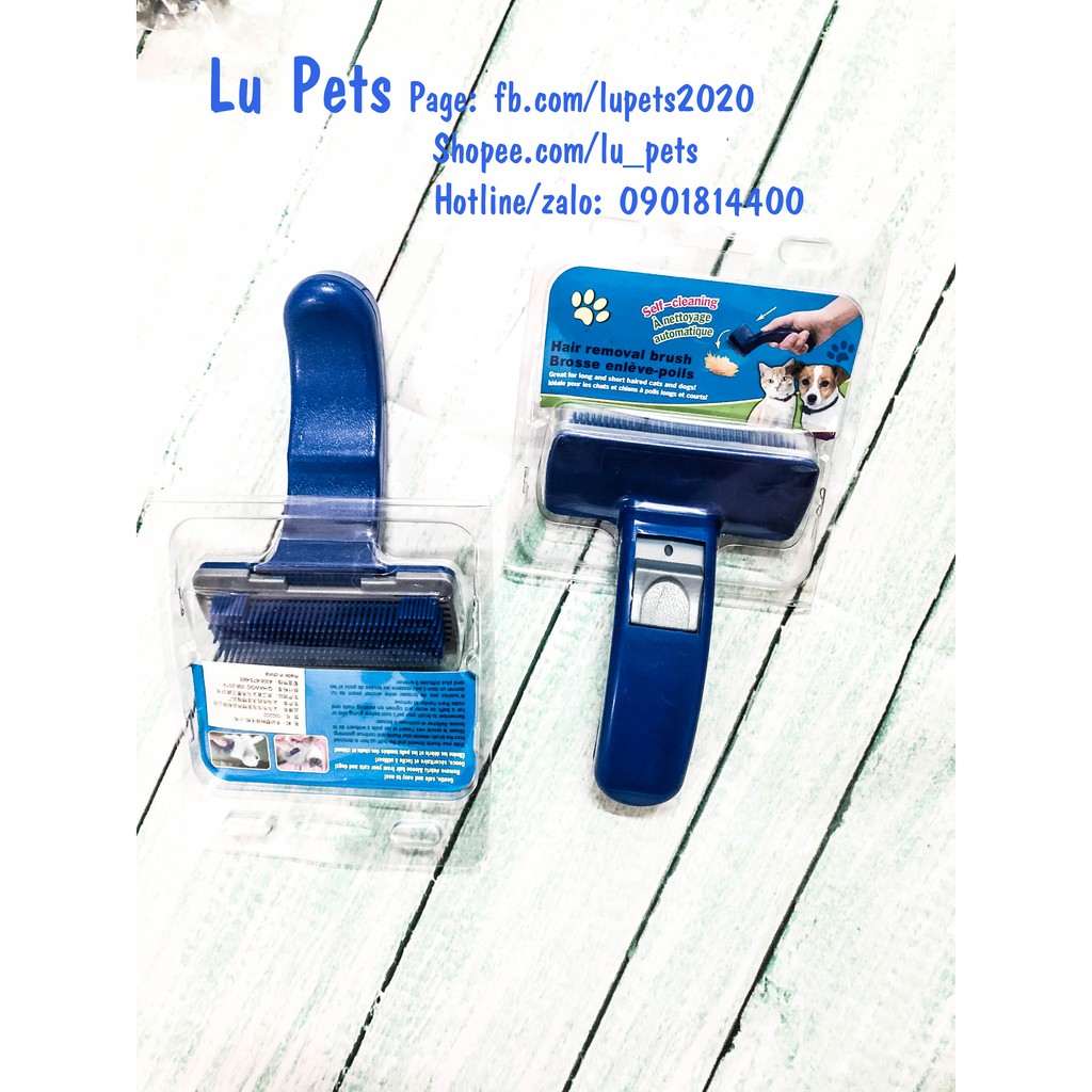 Lược đẩy lông cho Chó, Mèo loại lớn - Lược chải lông có tay cầm- nút bấm (Ảnh tự chụp)