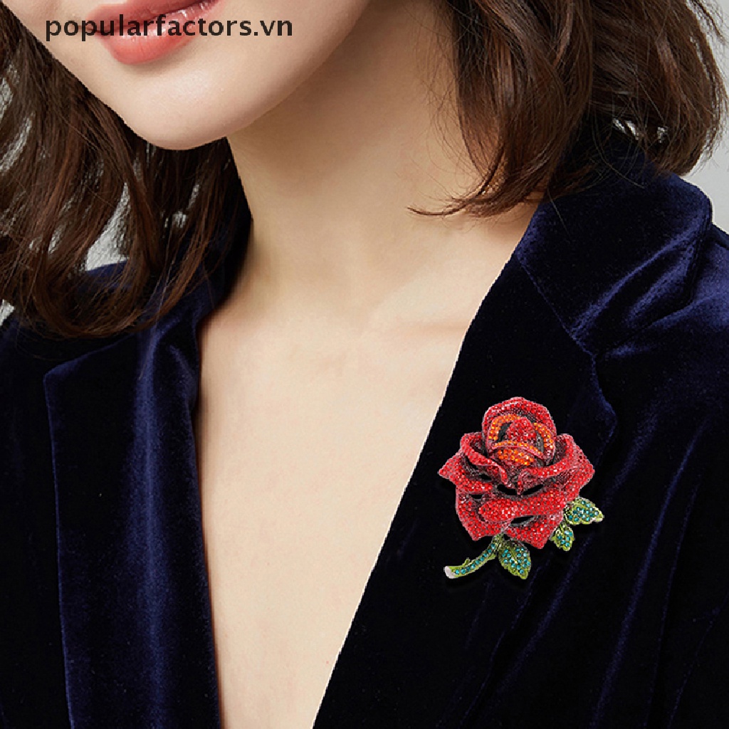 [Phổ Biến] Ghim Cài Áo Hình Hoa Hồng Đỏ Lớn Phong Cách Công Nghiệp Sang Trọng Quà Tặng Cho Phụ Nữ