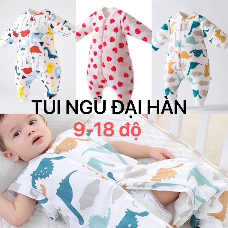 Kids_mart:Túi ngủ đại hàn 9-18 độ trần bông ấm,phòng cảm lạnh,chống đạp chăn