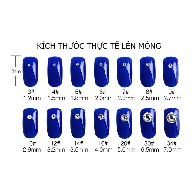 Đá đính móng chân keo YHB lưới siêu sáng màu Hổ Phách 500 viên size 2mm - 5mm