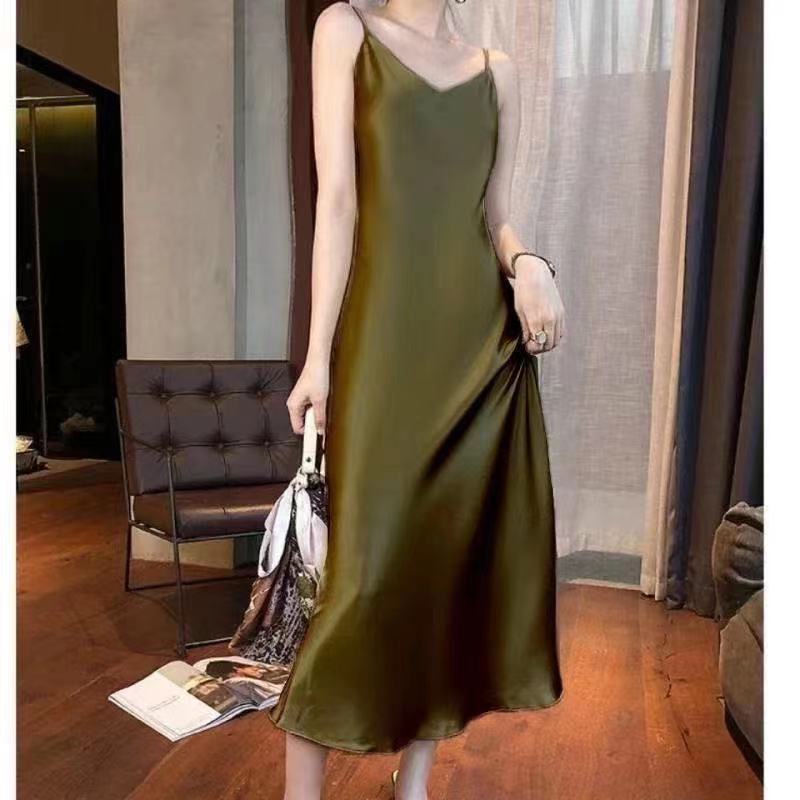 Đầm Dài Hai Dây Giả Lụa Satin Thời Trang Mùa Hè Dành Cho Nữ | BigBuy360 - bigbuy360.vn