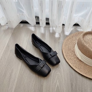 Giày búp bê nữ full đen nơ nhỏ, giày đế bệt giá rẻ cho nữ