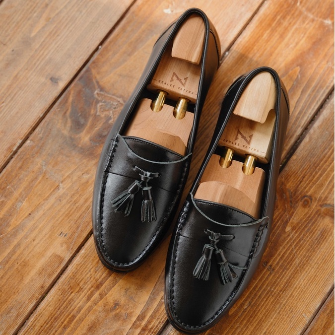 Giày lười da nam thủ công Patina ZENLEE LTC01 kiểu dáng Tassel Loafer chuông khâu tay da bò thật bảo hành trọn đời
