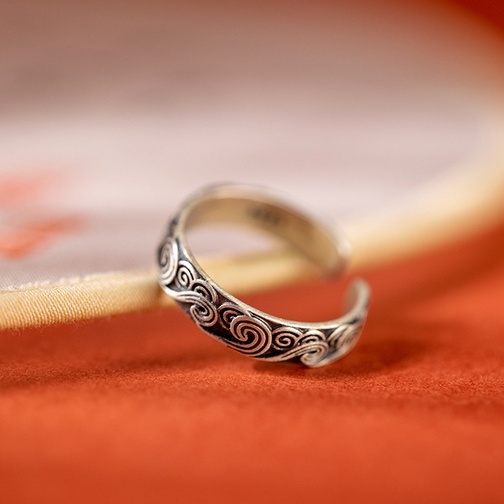 Nhẫn Nam Vân Mây Hình Cloudy Ring Loki Accessories Thời Trang Basic Màu Bạc Đẹp Cao Cấp - Nhẫn Nam Thép Titan Không Gỉ