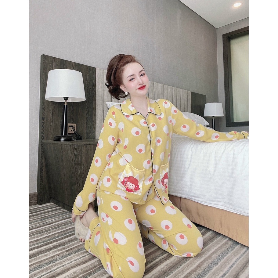 Đồ bộ nữ pijama SOJUN Quần Dài Tay dài Lụa Mango Cao Cấp 40-60kg