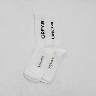 Tất Grey.B Màu Trắng In Logo Phong Cách Hàn Quốc