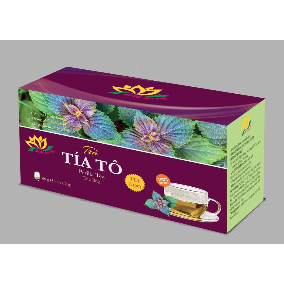 TRÀ TÍA TÔ TÚI LỌC 60g - HƯƠNG SEN VIỆT - Giúp giải cảm, ngăn ngừa lão hóa, hỗ trợ điều trị bệnh gout,..