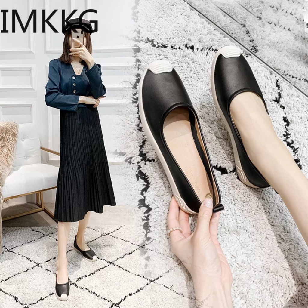 Giày nữ slip on thời trang da cực mềm đé 2cm( bata trơn)