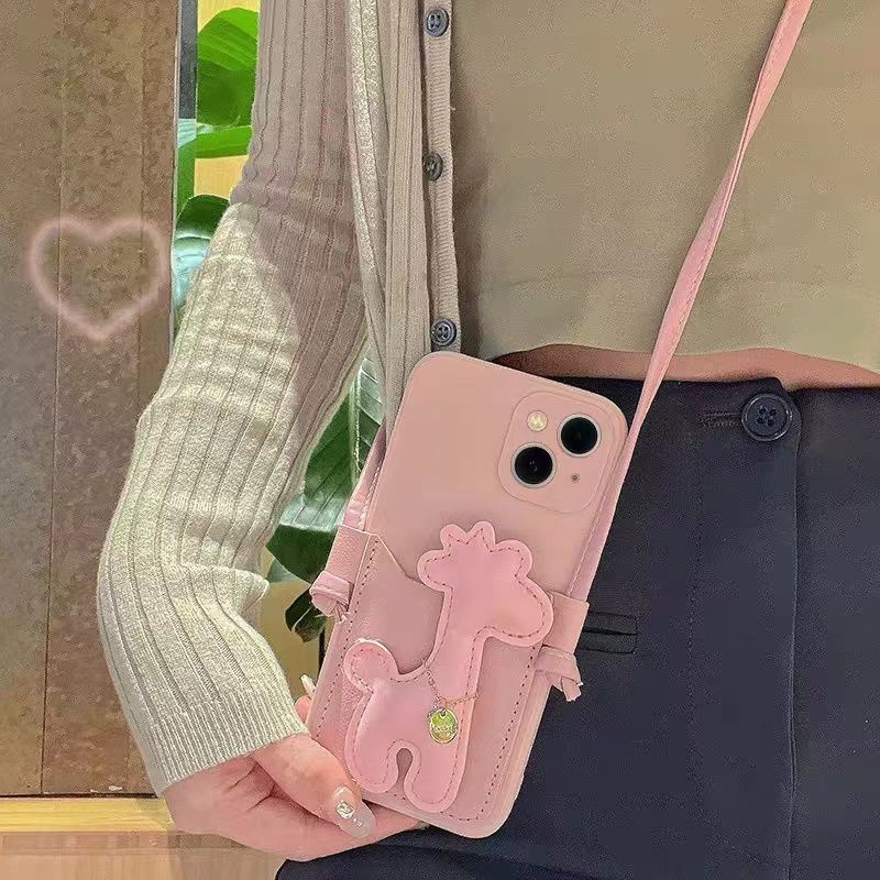 Ốp Điện Thoại Dẻo Màu Hồng Thời Trang Chống Sốc / Rơi Kèm Dây Đeo Cho iPhone 14 13 12 11 Pro MAX IX XS MAX XR 7 8 Plus