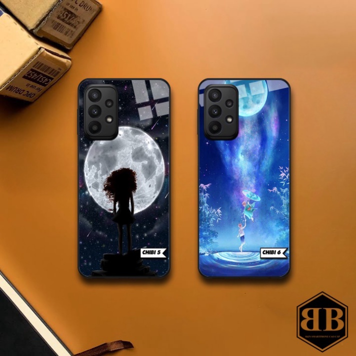 Ốp lưng kính cường lực Samsung Galaxy A23 hình chibi