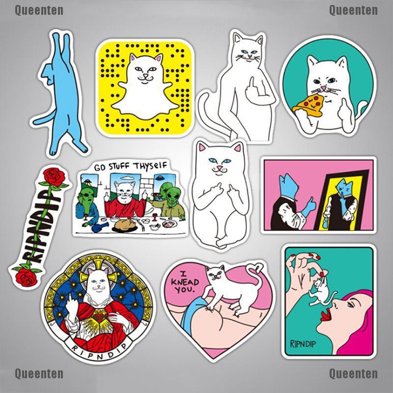 ★Queen★50Pcs Funny RIPNDIP Stickers bomb Skateboard Luggage Laptop Decals