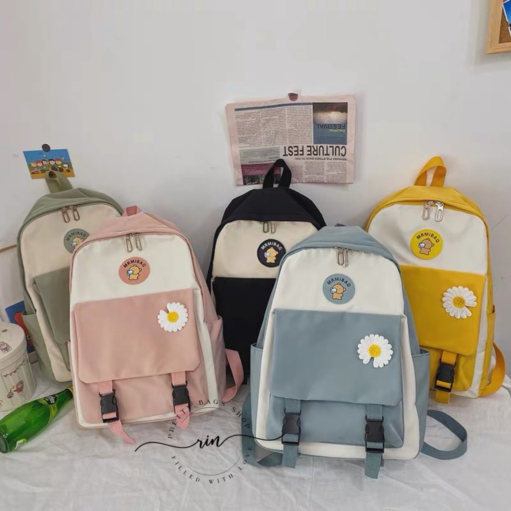 [TẶNG KÈM BÉ GẤU] BALO ULZZANG MRMIBAG 2 KHOÁ CHỐNG NƯỚC SIÊU CUTE