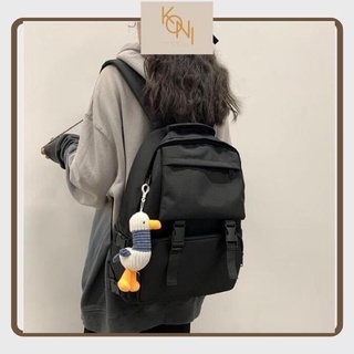 Balo Đi Học Basic, Ba lô Nam Nữ Trơn Đen Trắng Nhiều Ngăn Chống Nước