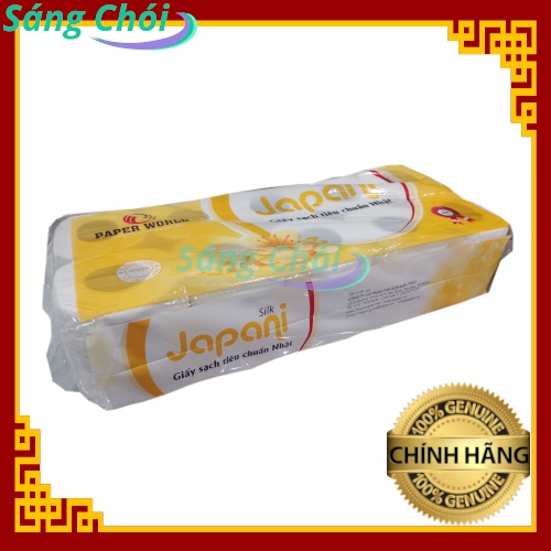 1 Lốc [10 Cuộn] Giấy Lụa Cuộn Nhỏ Japani Silk10 3 Lớp 13gsm Giấy Vệ Sinh Cuộn Nhỏ Chất Lượng Cao - Paper World JPS10