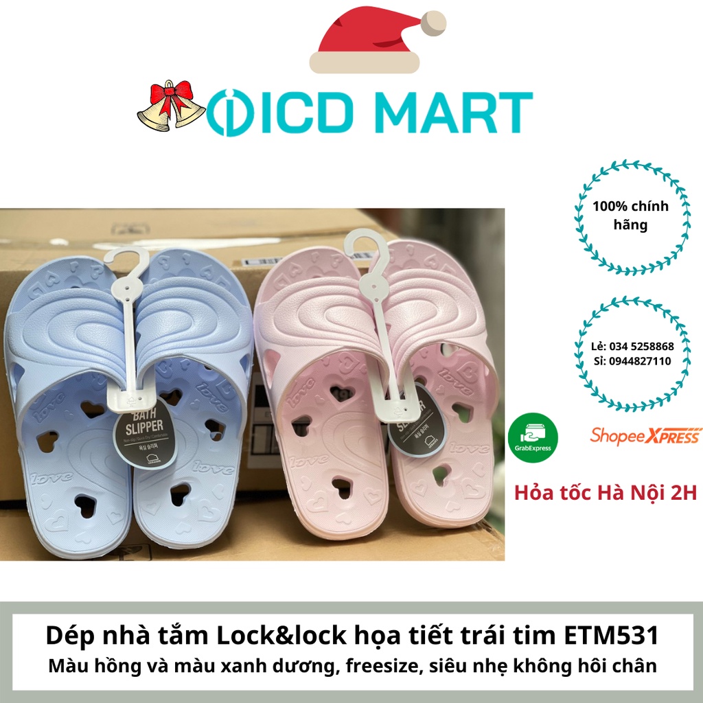 Dép đi trong nhà tắm Lock&amp;lock, phòng khách chống trơn trượt, siêu bền siêu nhẹ-ETM531, 2 màu, sx Hàn Q