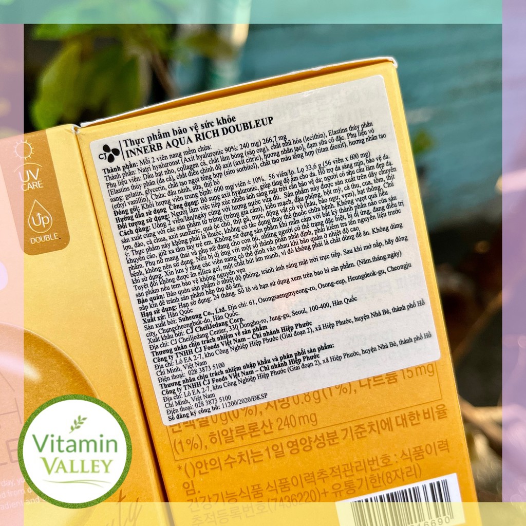 (NK Chính Ngạch Cty CJ Vietnam) Viên Uống Cấp Nước Innerb Aqua Rich Radiant Soft Skin DOUBLEUP | BigBuy360 - bigbuy360.vn