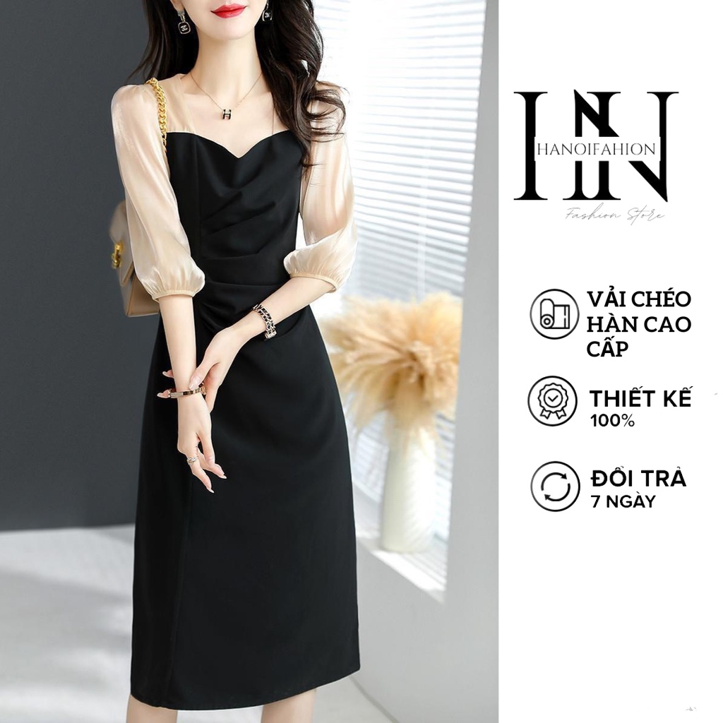 Váy Công Sở Cổ Vuông Thiết Kế Tôn Dáng Váy Suông Sang Chảnh, Đầm Nữ Sang Chảnh