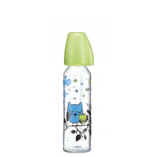 Bình sữa thủy tinh cổ thường 250 ml có núm ty chỉnh nha, chống sặcsilicon, cỡ 1 NIP35071