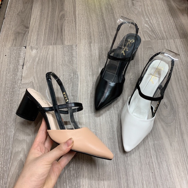 Giày sandal bít mũi gót trụ 5p êm chân mã H14
