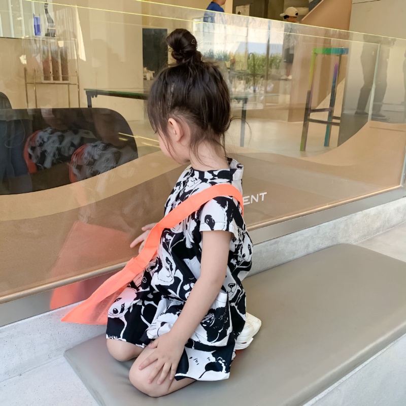 Áo Liền Quần Dáng Rộng Họa Tiết Hoa Thời Trang Mùa Hè Hàn Quốc Cho Bé Gái