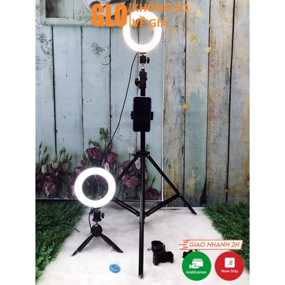 Đèn Livestream 26cm-33cm-45cm Full Bộ Gồm Chân Đèn Và Giá Đỡ Điện Thoại, Hỗ Trợ Bán Hàng, Make Up, Nối Mi GloMart